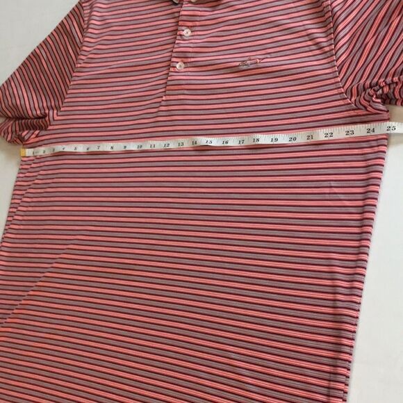 Greg Norman for Tasso Elba Polo Golf Shirt Men's XL Play Dry Salmon Striped - Picture 6 of 12